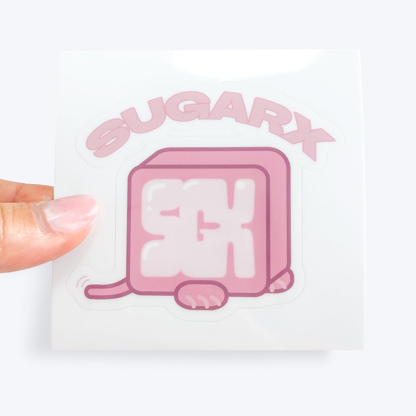 SGXロゴステッカー(白地)ピンクのロゴとキャラクター風デザイン