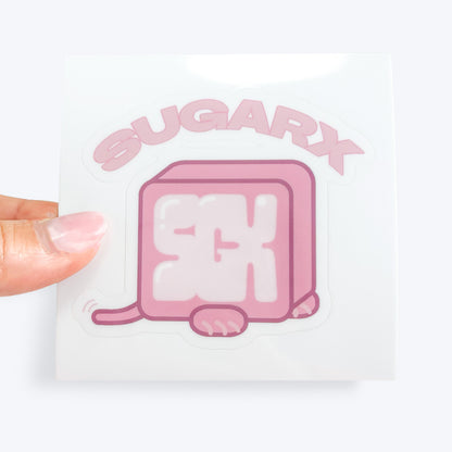 SGXロゴステッカー（白地）ピンクのロゴとキャラクター風デザイン
